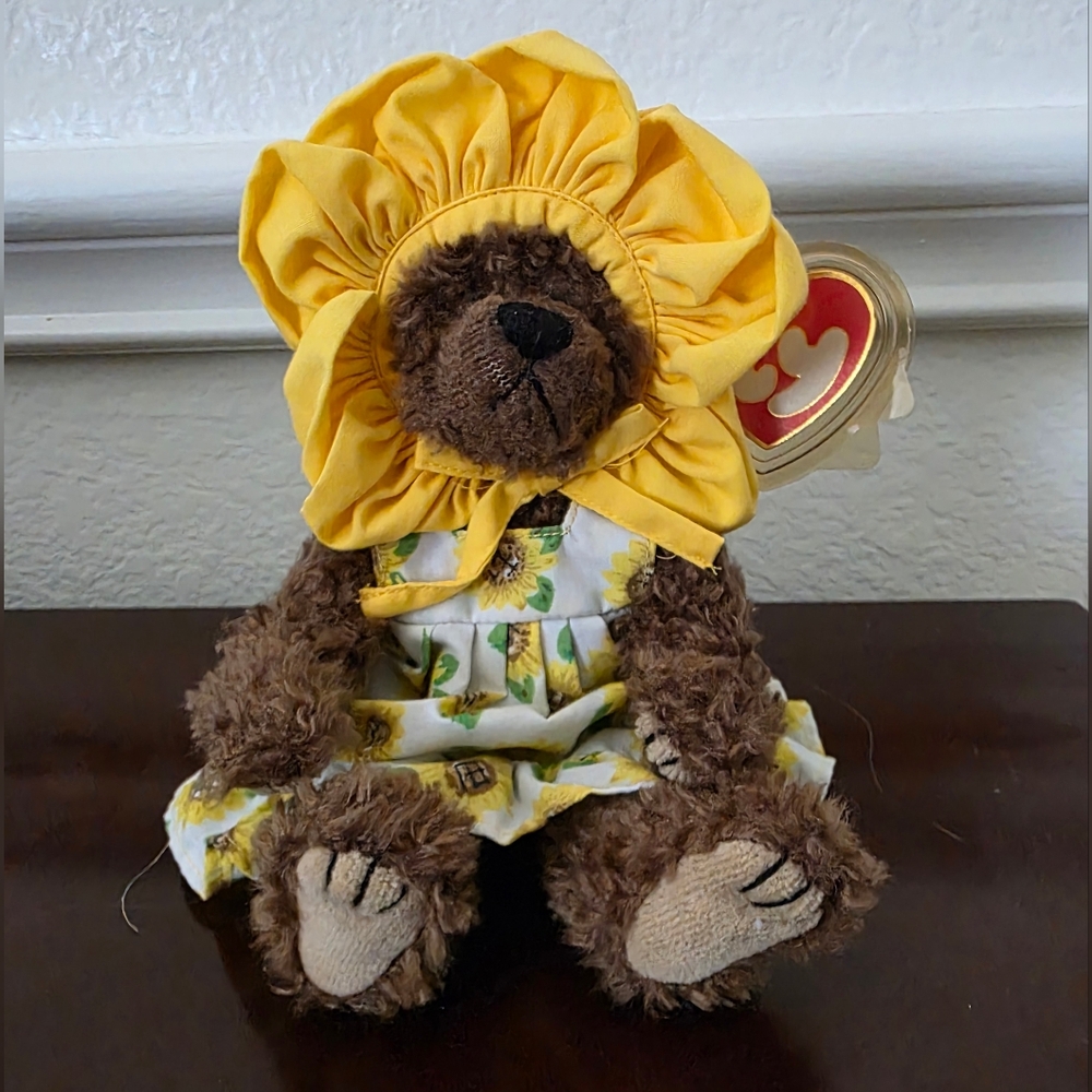 Ty Susannah Sunflower Bear with Flower Bonnet